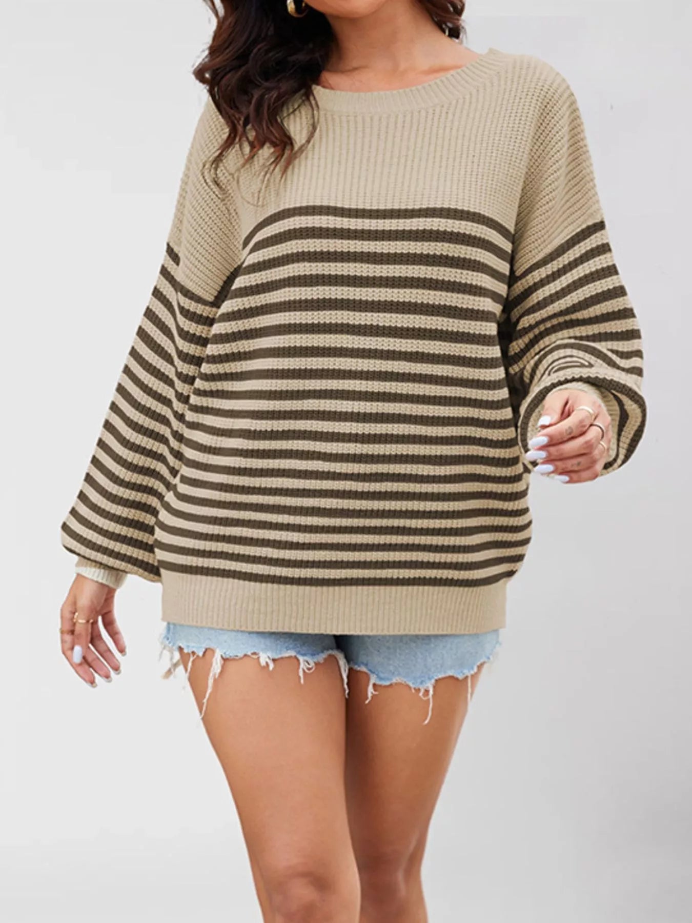 Striped Knit Long Sleeve Sweater