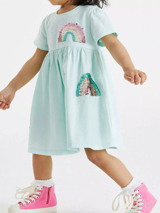 Children's Sequin Rainbow Casual Dress