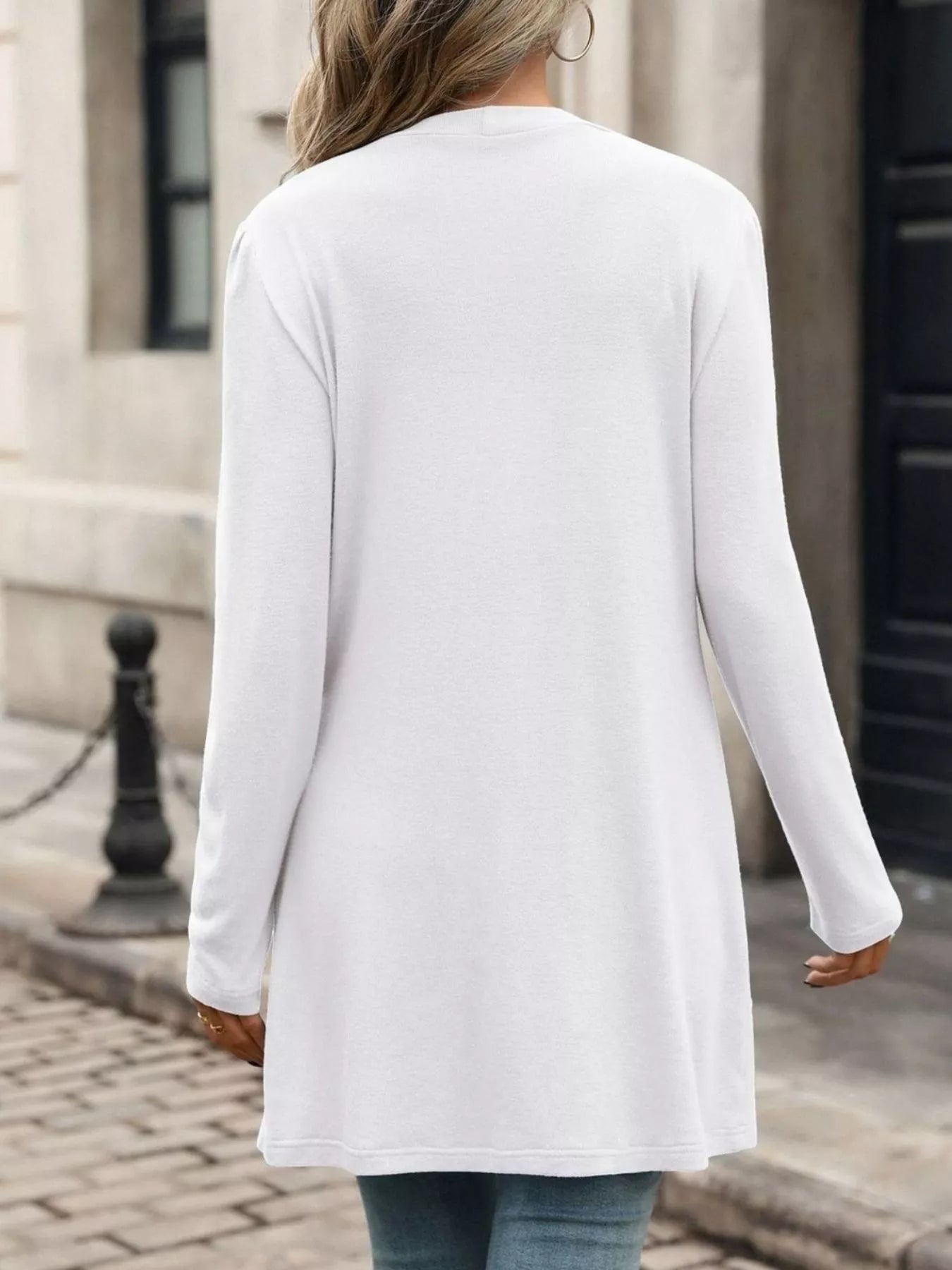 V-Neck Button-Up Long Sleeve Cardigan with Pockets