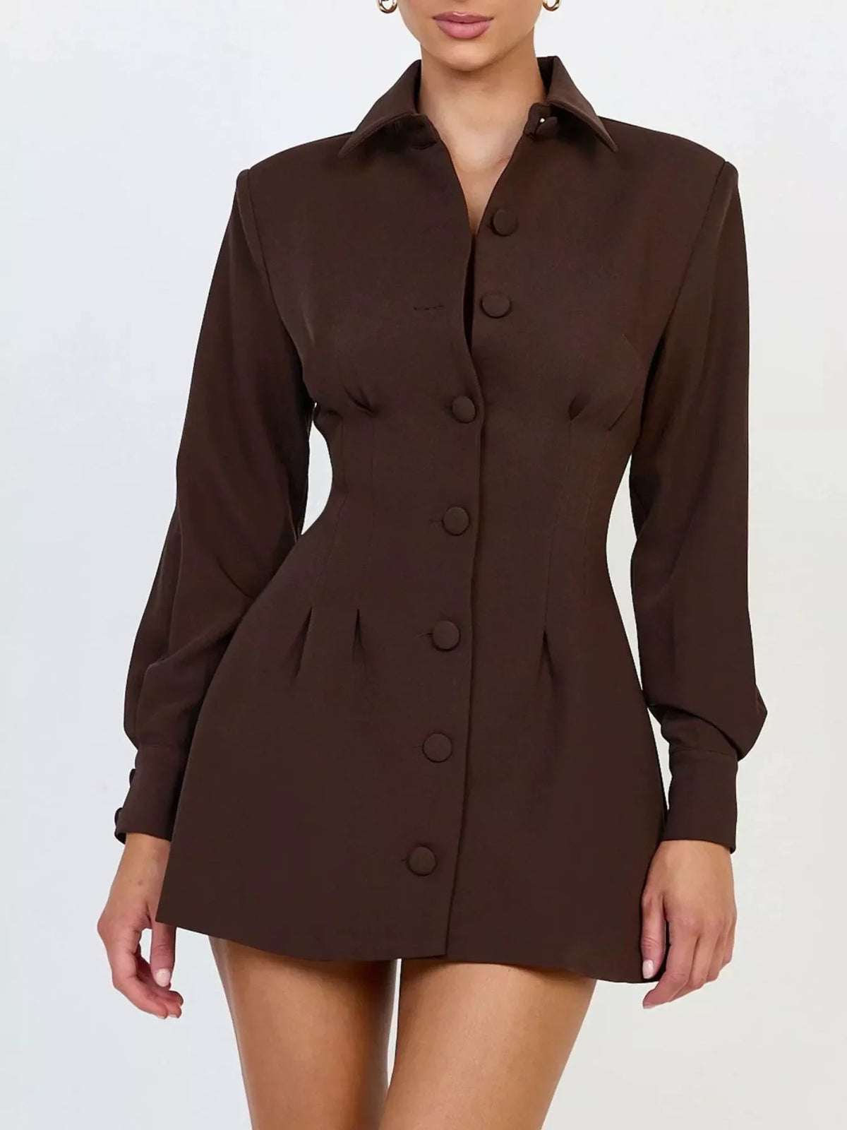 Corset-Style Button-Down Blazer Dress