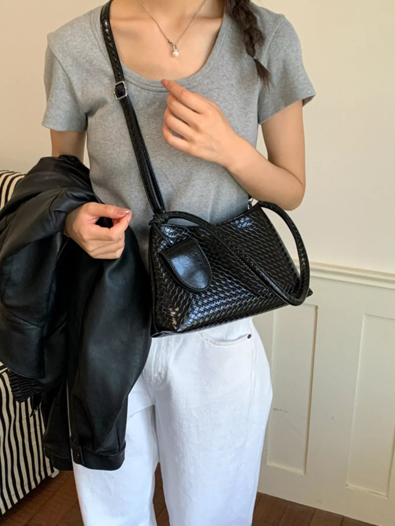 Woven Texture Shoulder Bag
