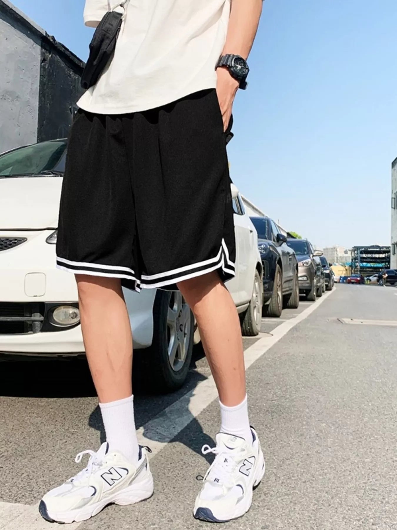 Men's Plus Size Drawstring Striped Shorts