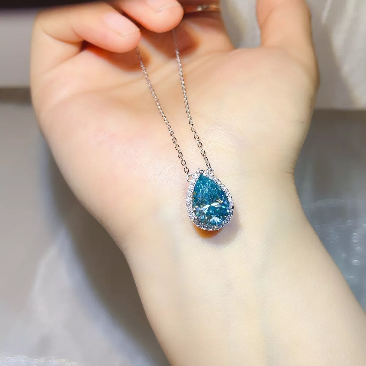 5 Carat 925 Sterling Silver Moissanite Pendant Necklace