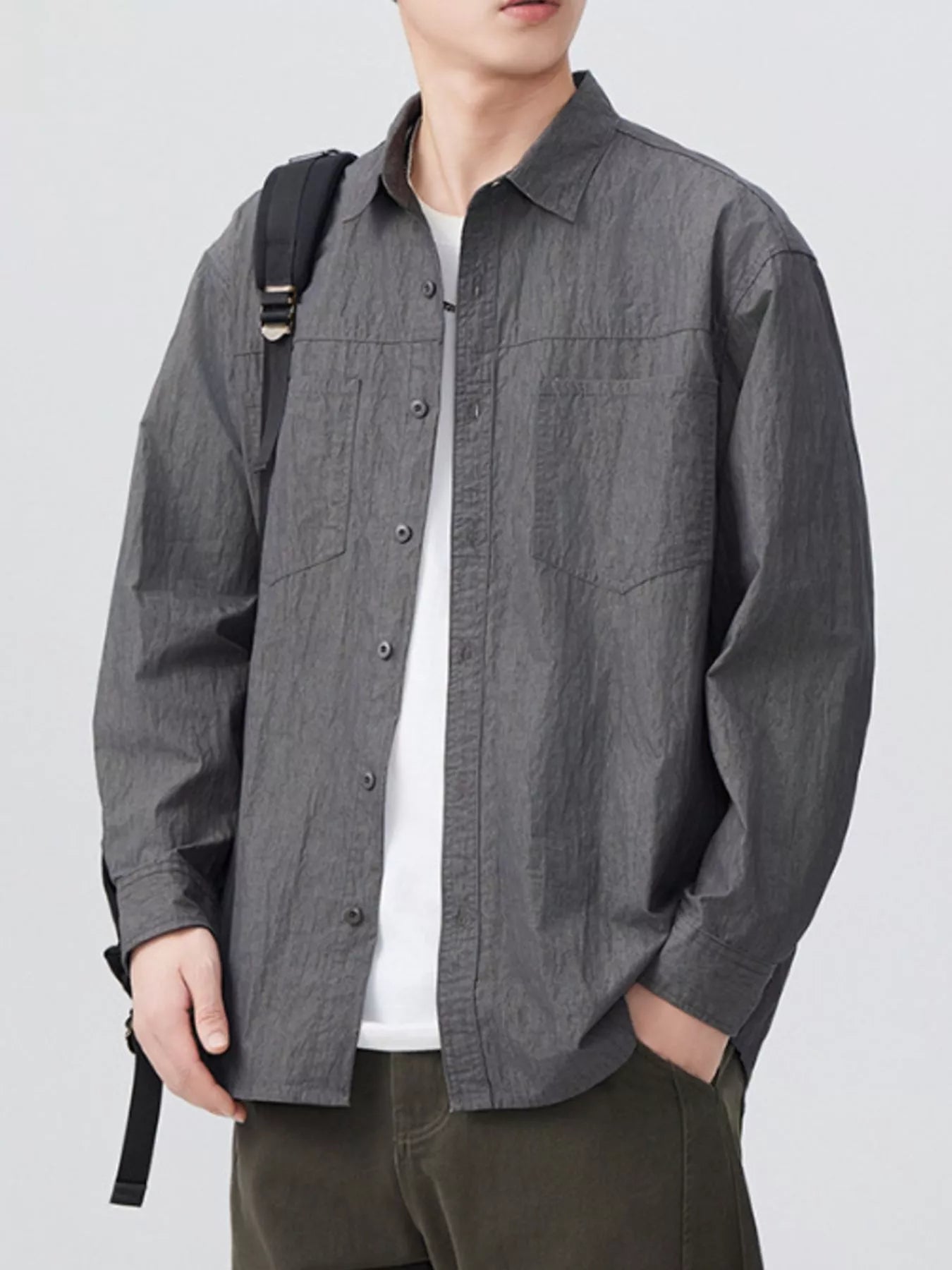 Men's Plus Size Button Up Long Sleeve Shirt