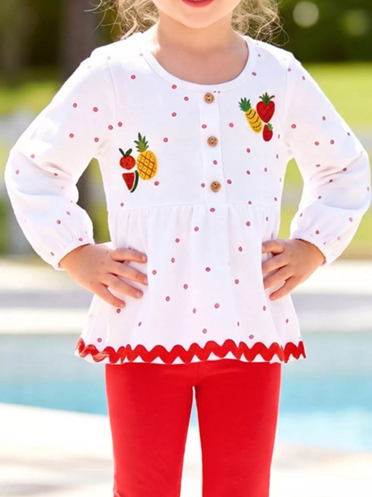 Children's Fruit Peplum Top and Leggings Two-Piece Set