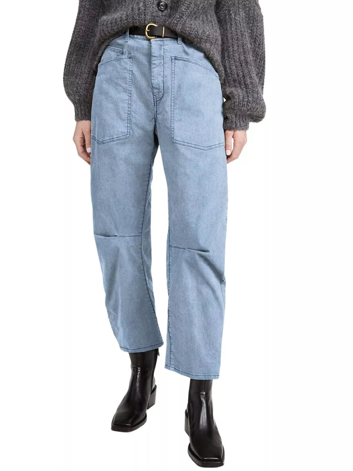 Wide-Leg Jeans with Patch Pockets