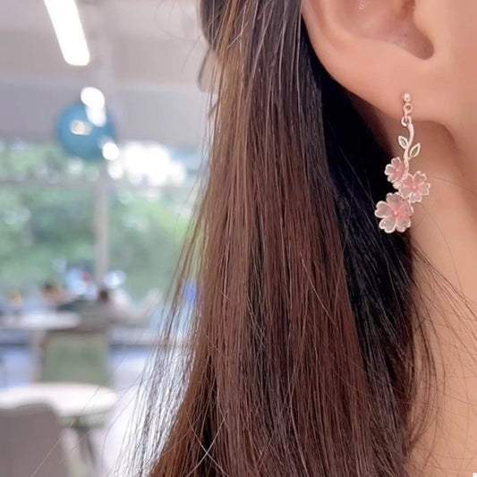 Asymmetrical Flower Drop Earrings