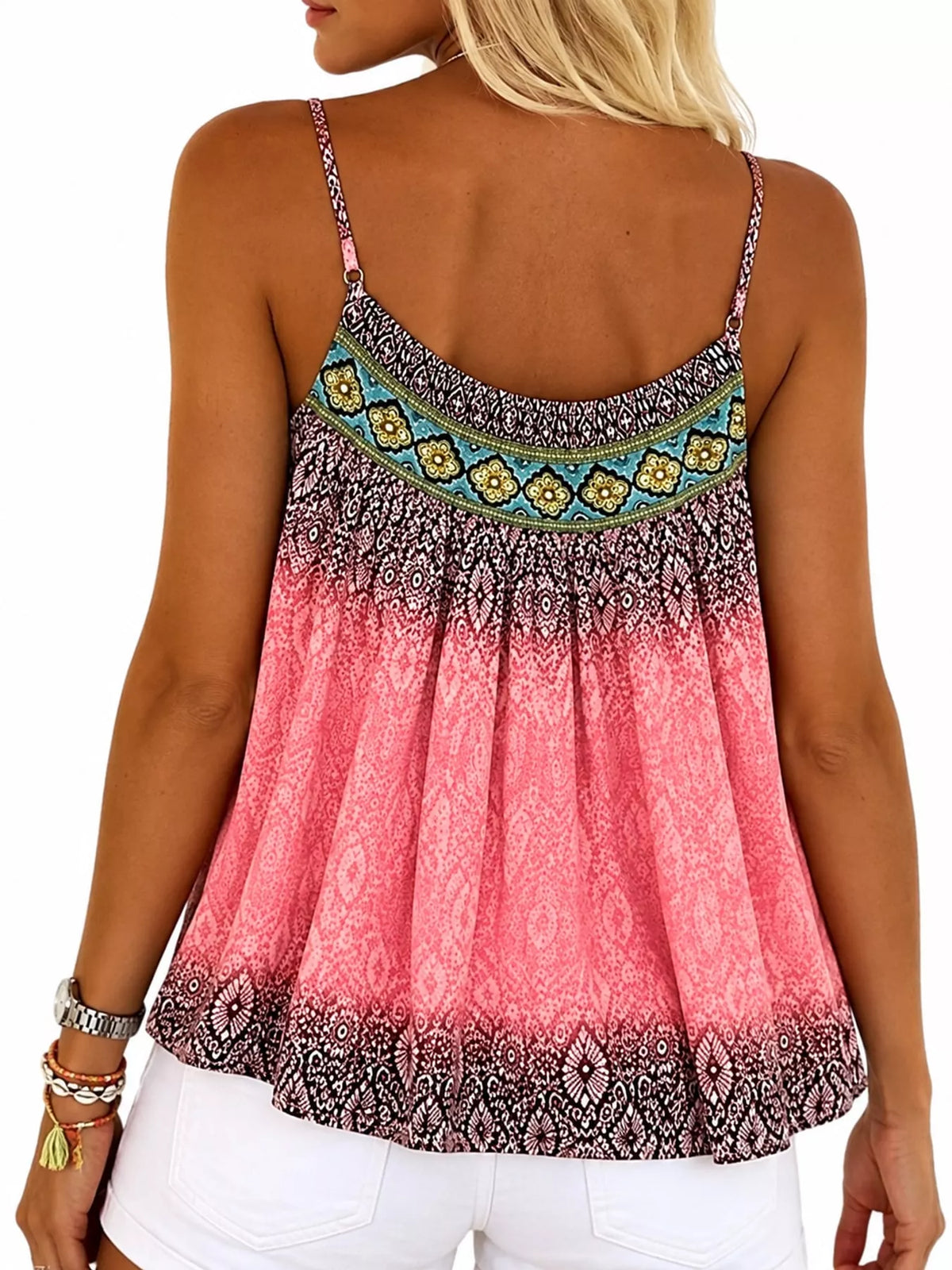 Full Size Printed Scoop Neck Cami Plus Size