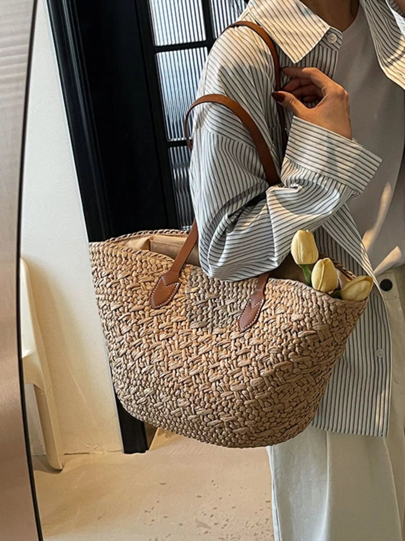 Woven Tote Shoulder Bag