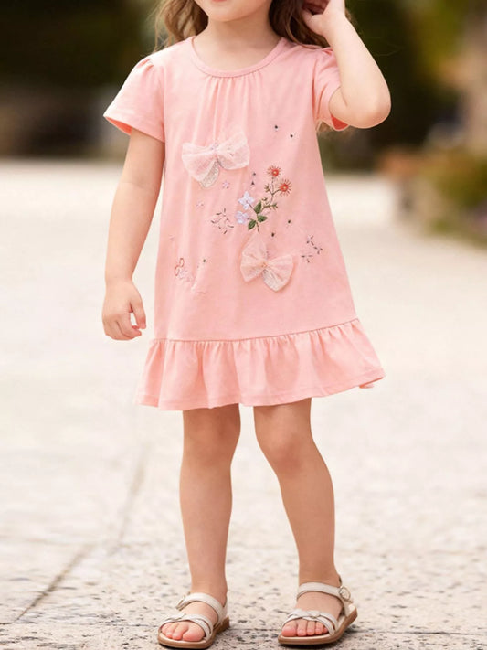 Children's Ruffled Hem Short Sleeve Dress