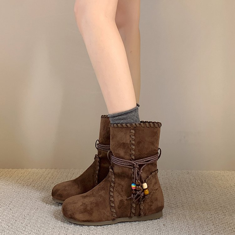 Women's Vintage Tassel Suede Ankle Boots – Invisible Heightening Slim-Fit