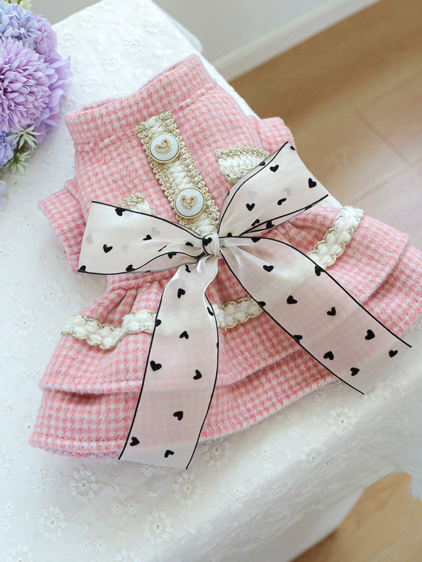Plaid Ruffle Pet Dress with Bow