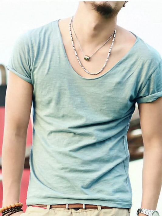 Men's Casual Solid Color Short Sleeve T-Shirt