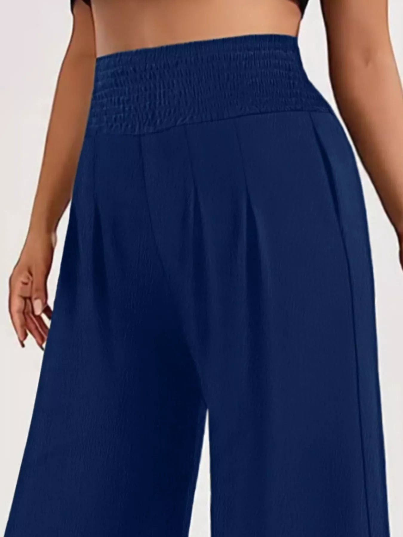 Plus Size High Waist Wide Leg Smocked Waist Pants