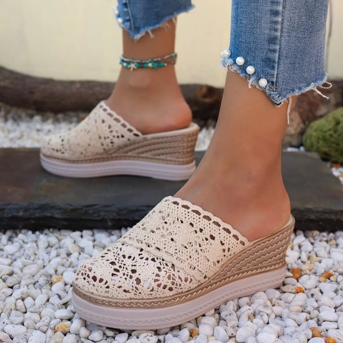 Round Toe Wedge Sandals