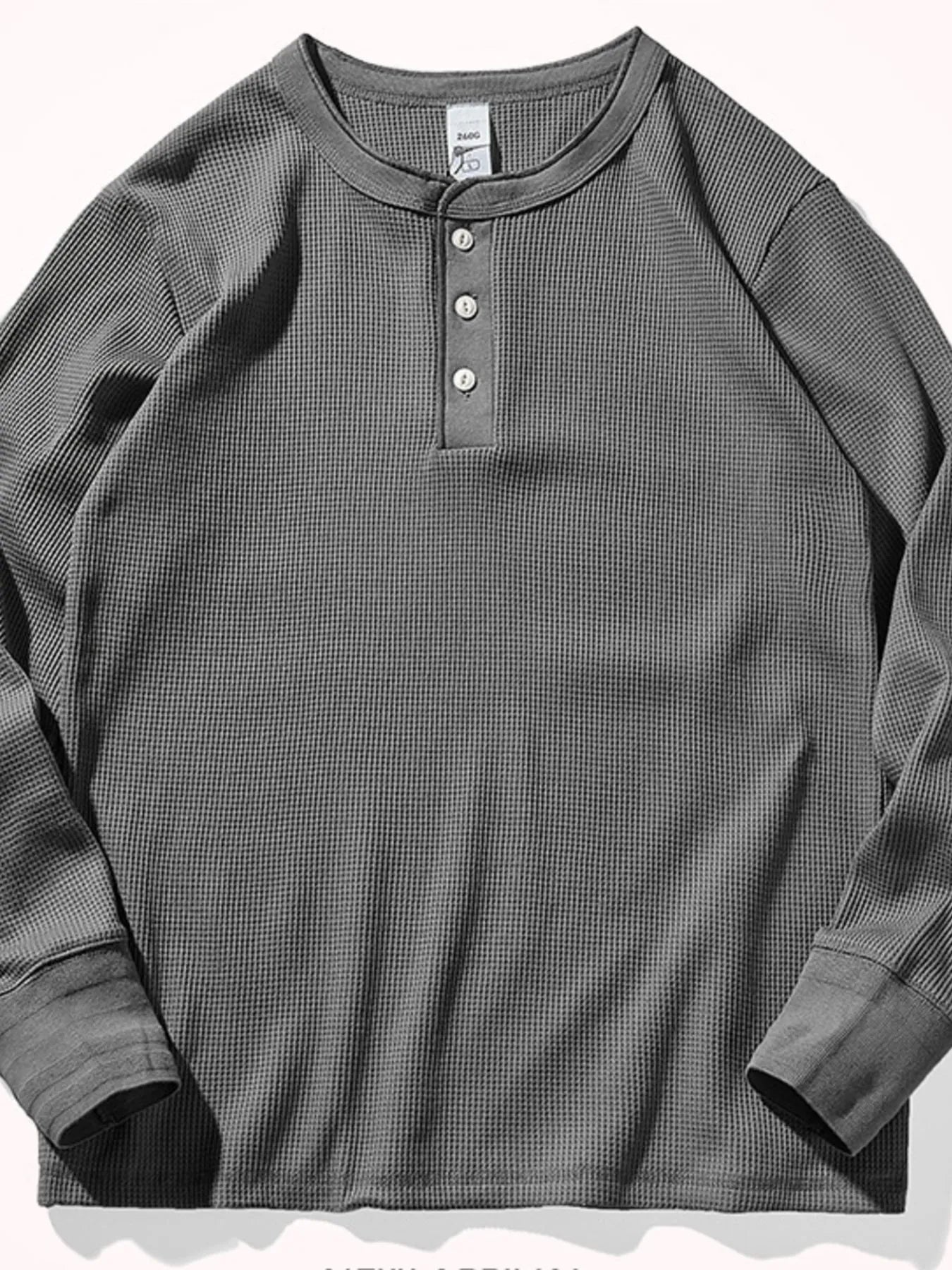 Men's Plus Size Button Detail Long Sleeve T-Shirt