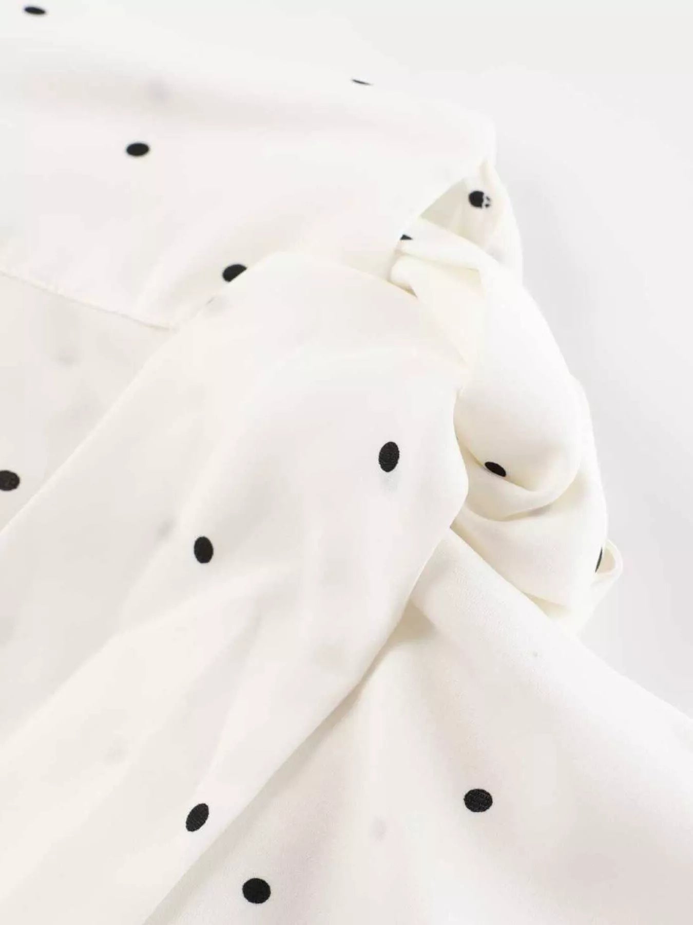 Polka Dot Silk Blouse with Scarf Neck Tie