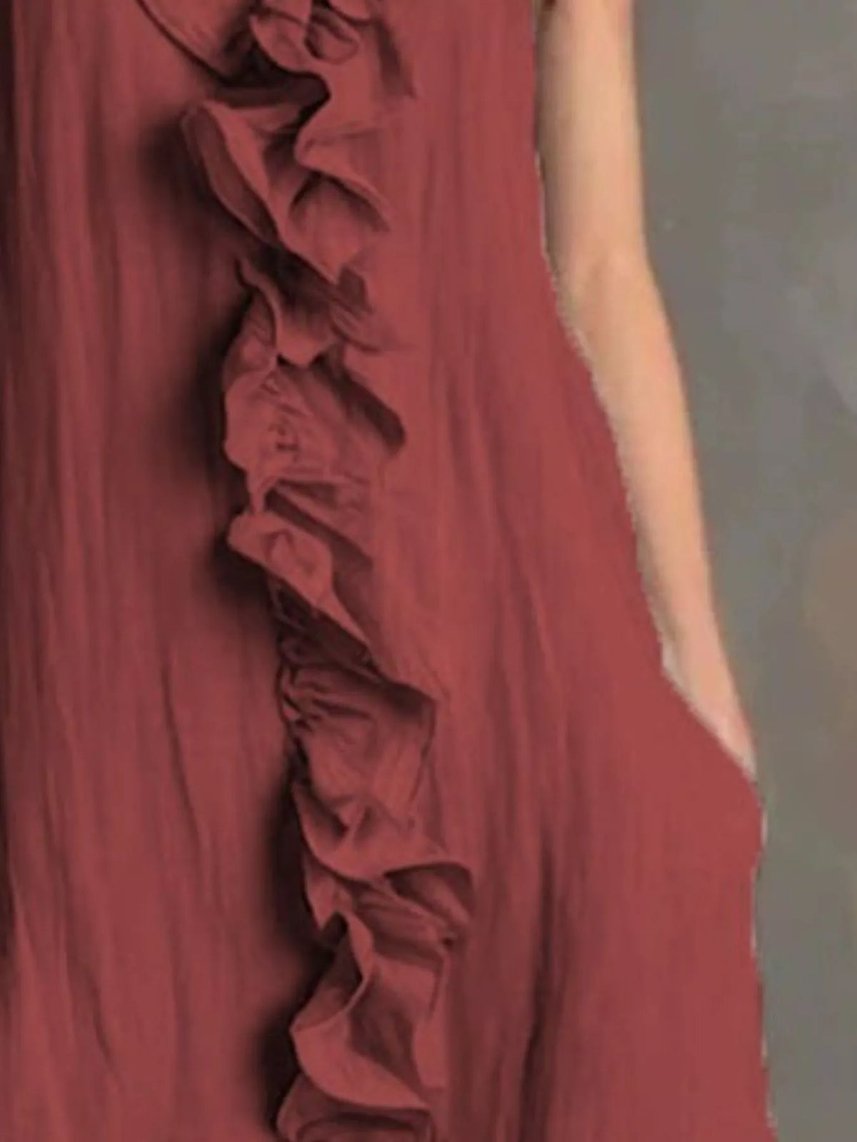 Sleeveless Ruffle Trim V-Neck Midi Dress