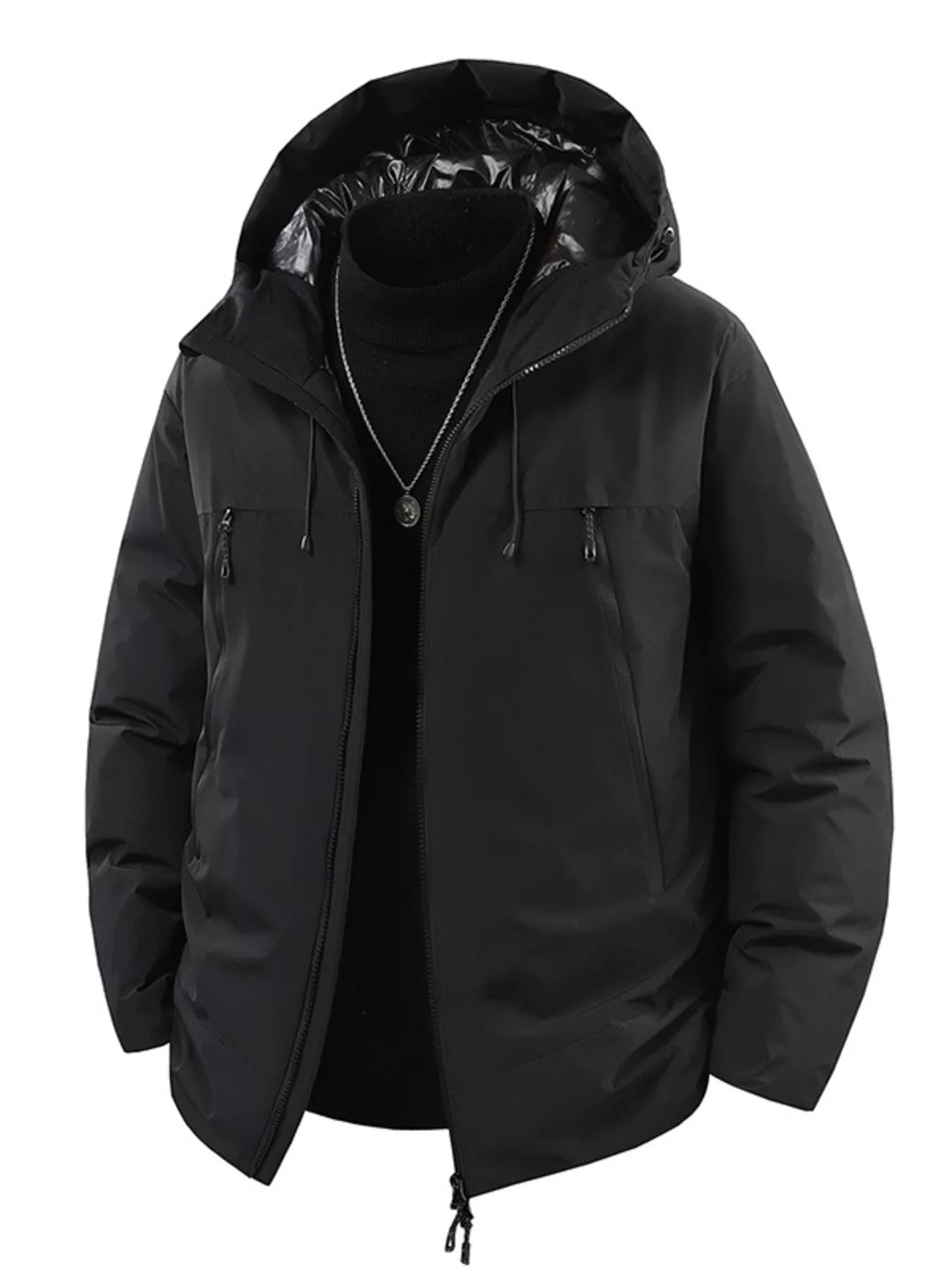 Men's Plus Size Zip Up Hooded Puffer Jacket