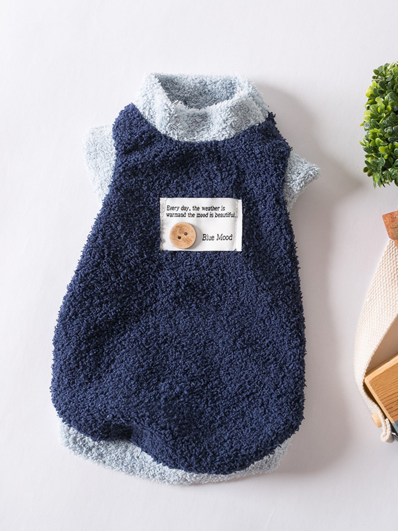Fleece Pet Sweater with Button Decor