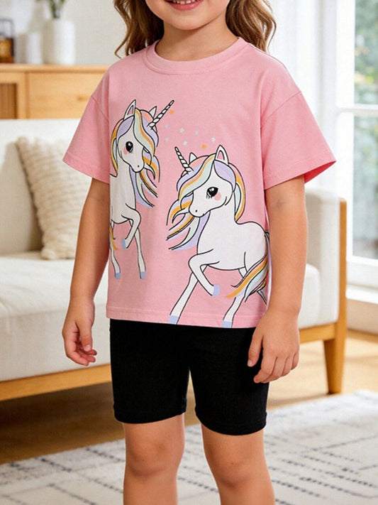 Children's Unicorn Tee and Shorts Set