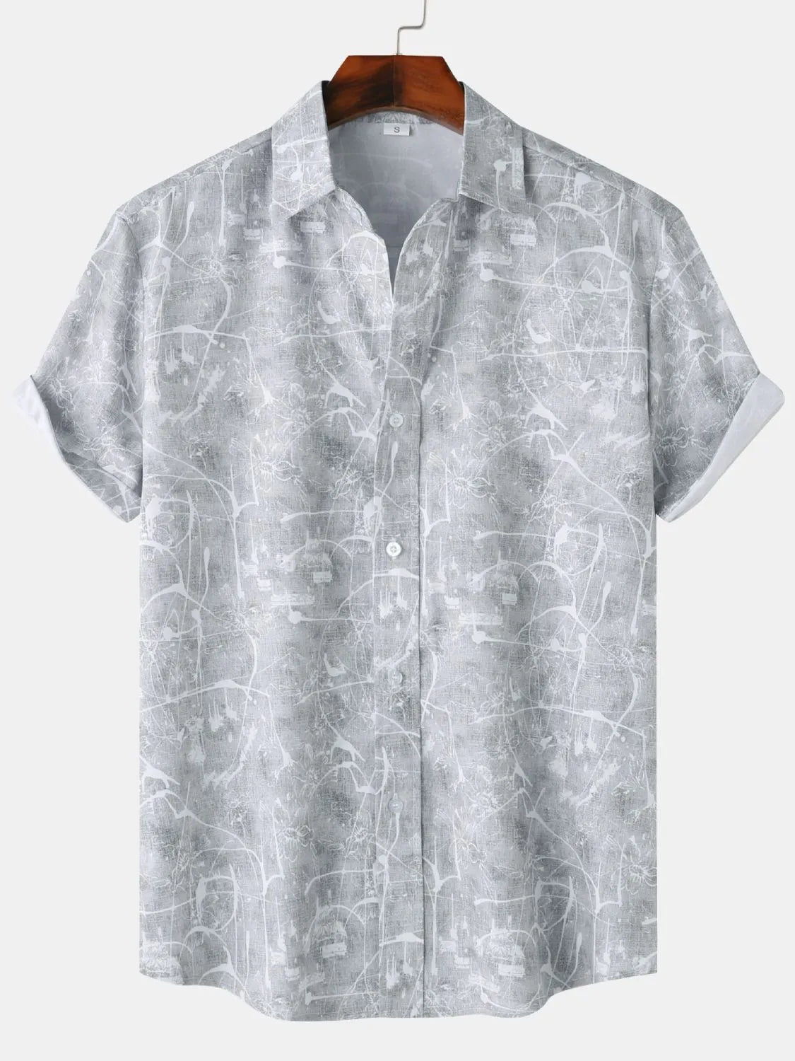 Men's Printed Short Sleeve Button Down Shirt