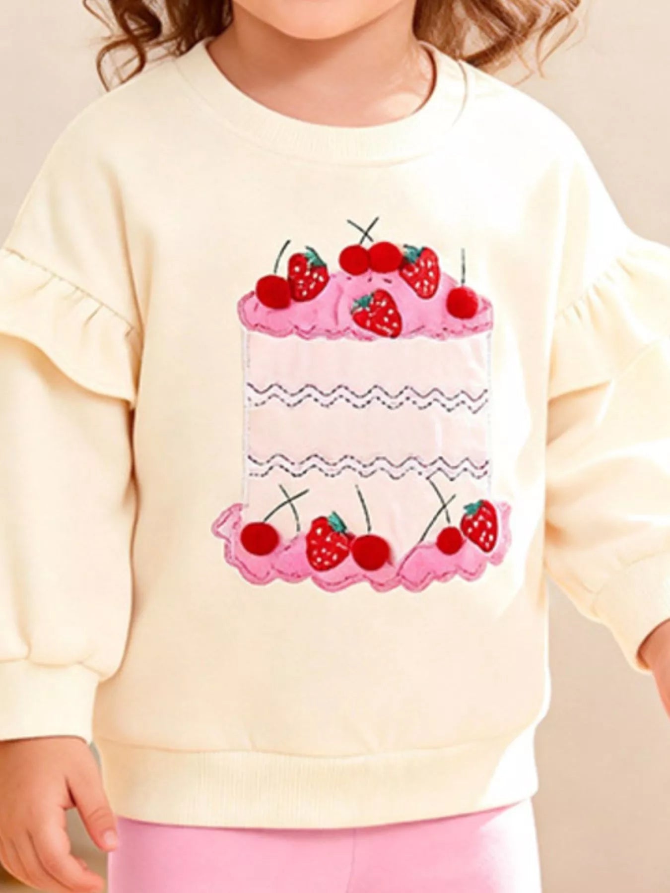 Children's Sweet Strawberry Cake Sweatshirt and Leggings Set