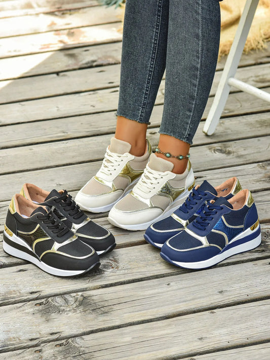 Lace Up Wedge Sneakers