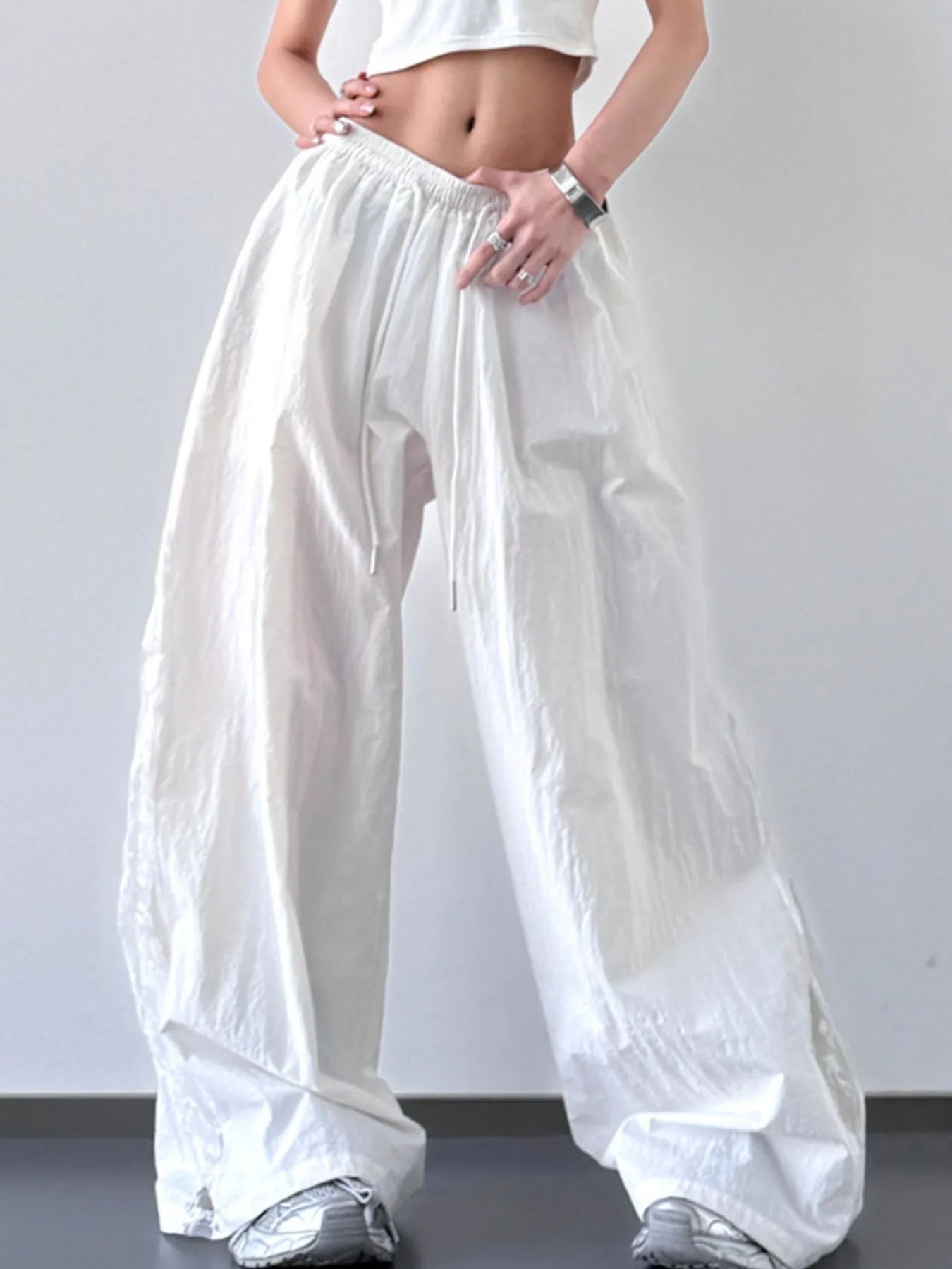 Elastic Waist Wide-Leg Pants