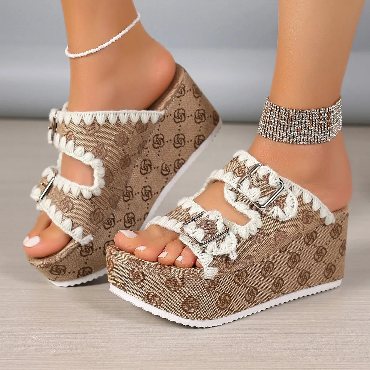 Double Buckle Platform Sandals