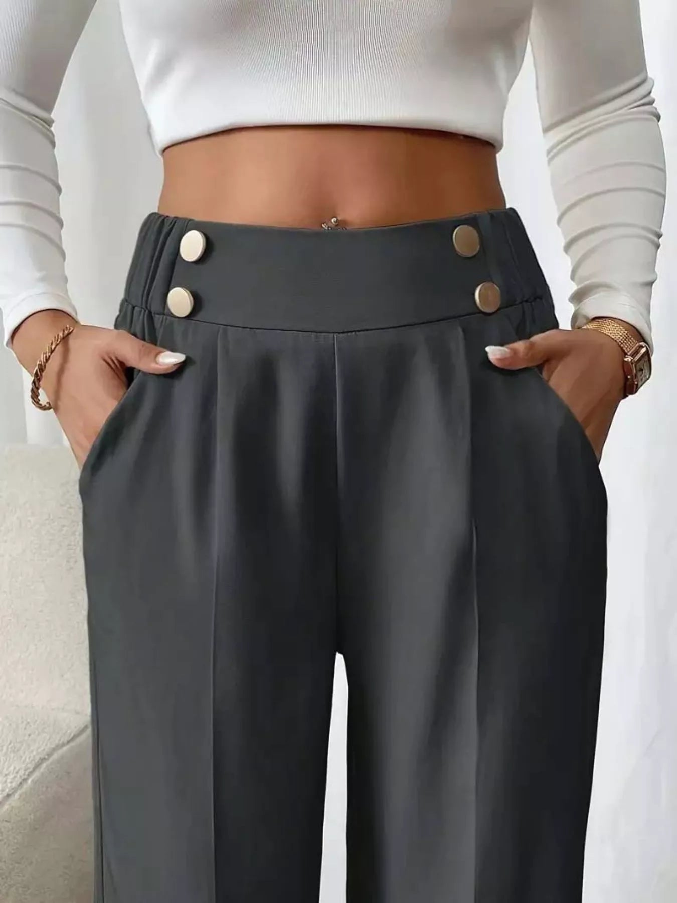 Full Size High-Waisted Wide-Leg Pants Plus Size