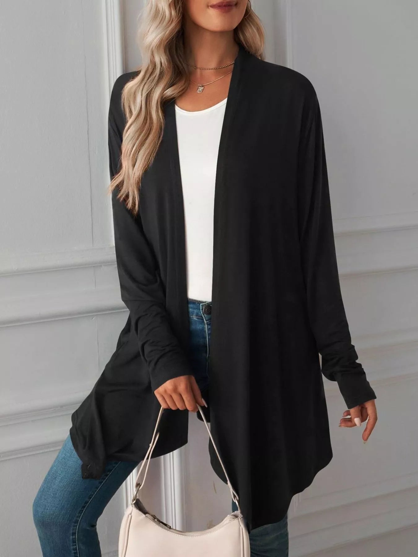Lightweight Open Front Cardigan