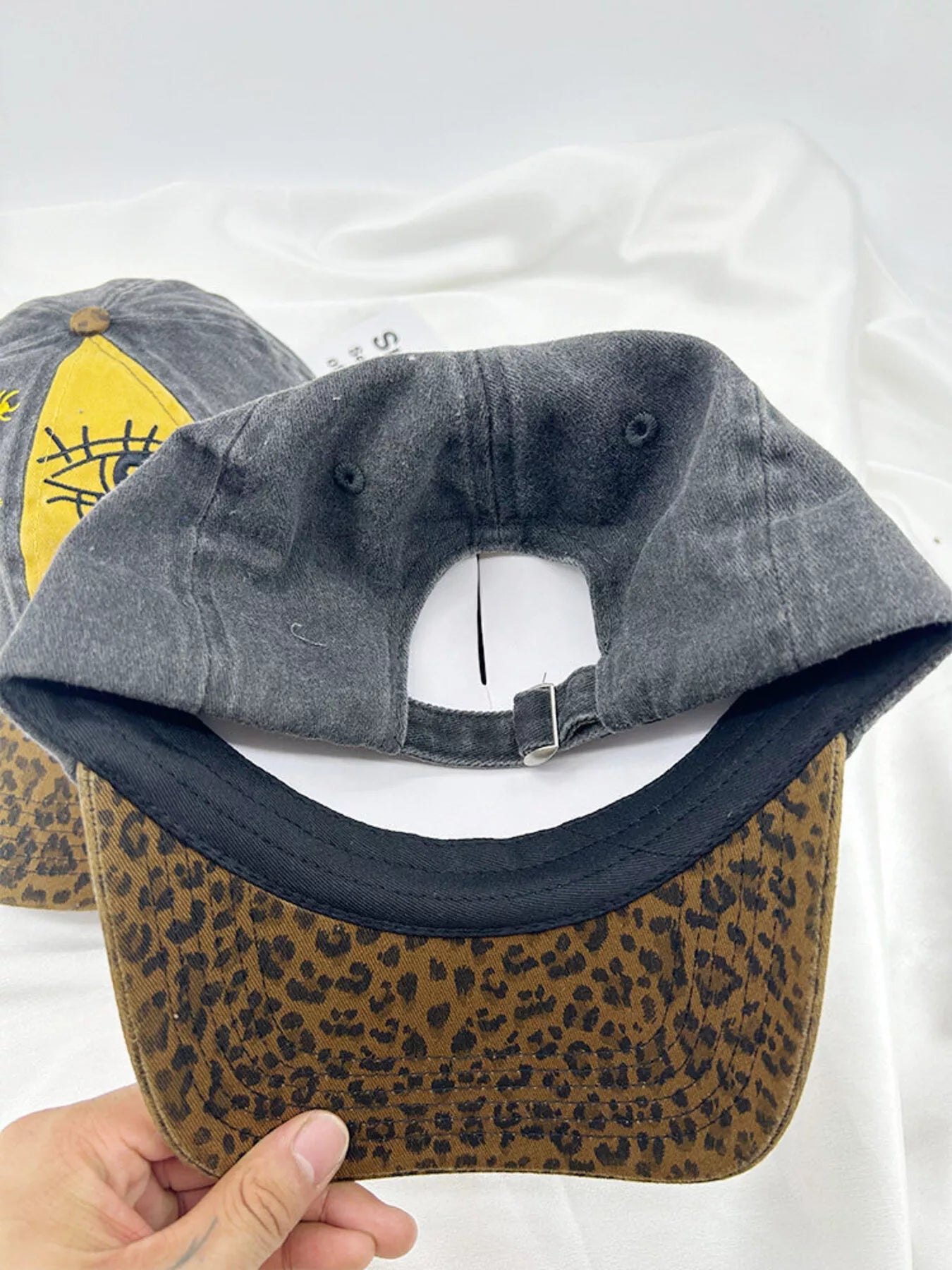 Printed Baseball Cap with Leopard Brim