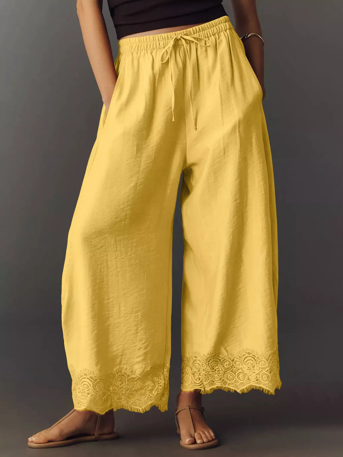 Drawstring Wide Leg Pants