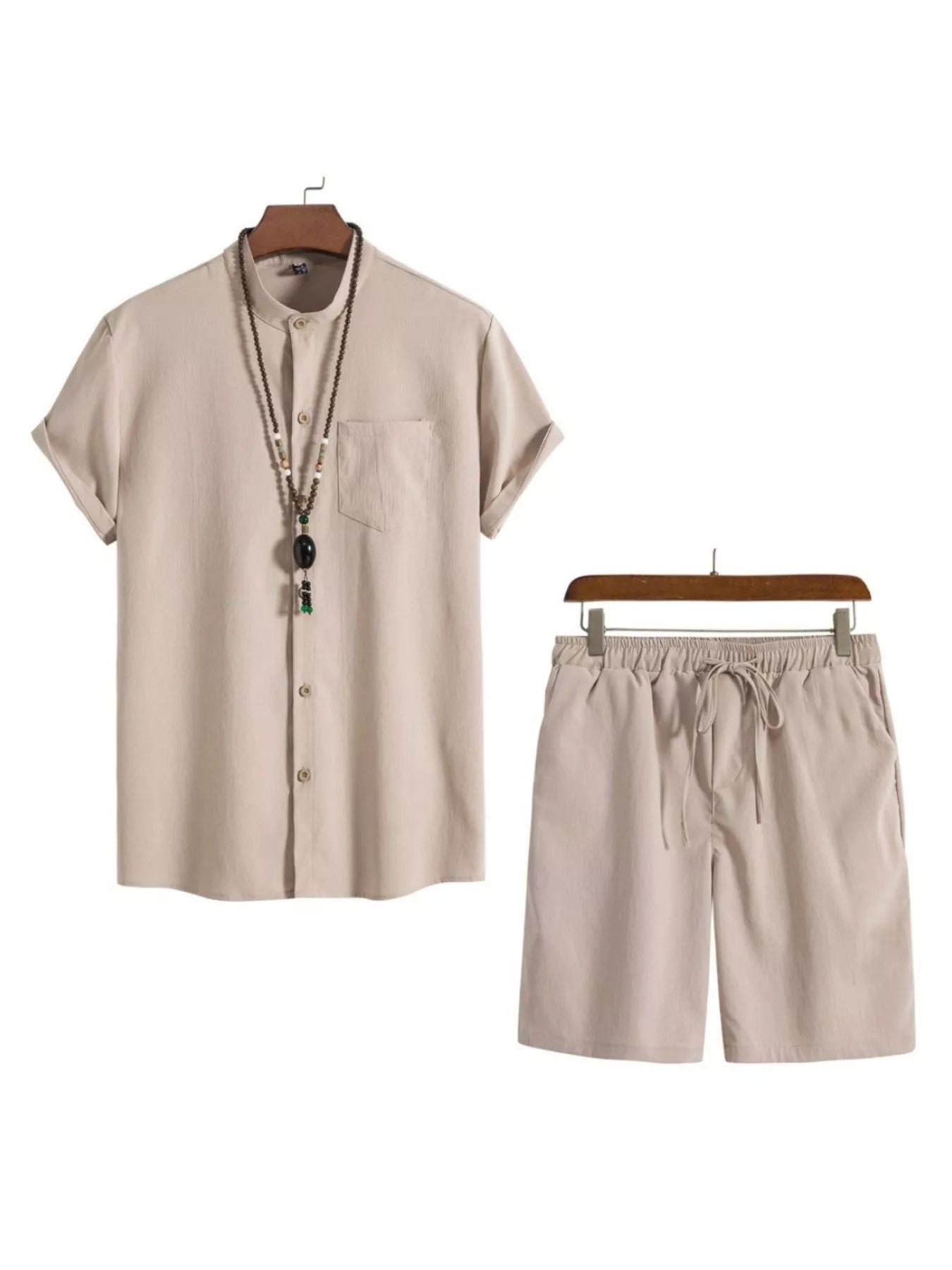 Men's Plus Size Casual Short Sleeve Shirt and Shorts Set