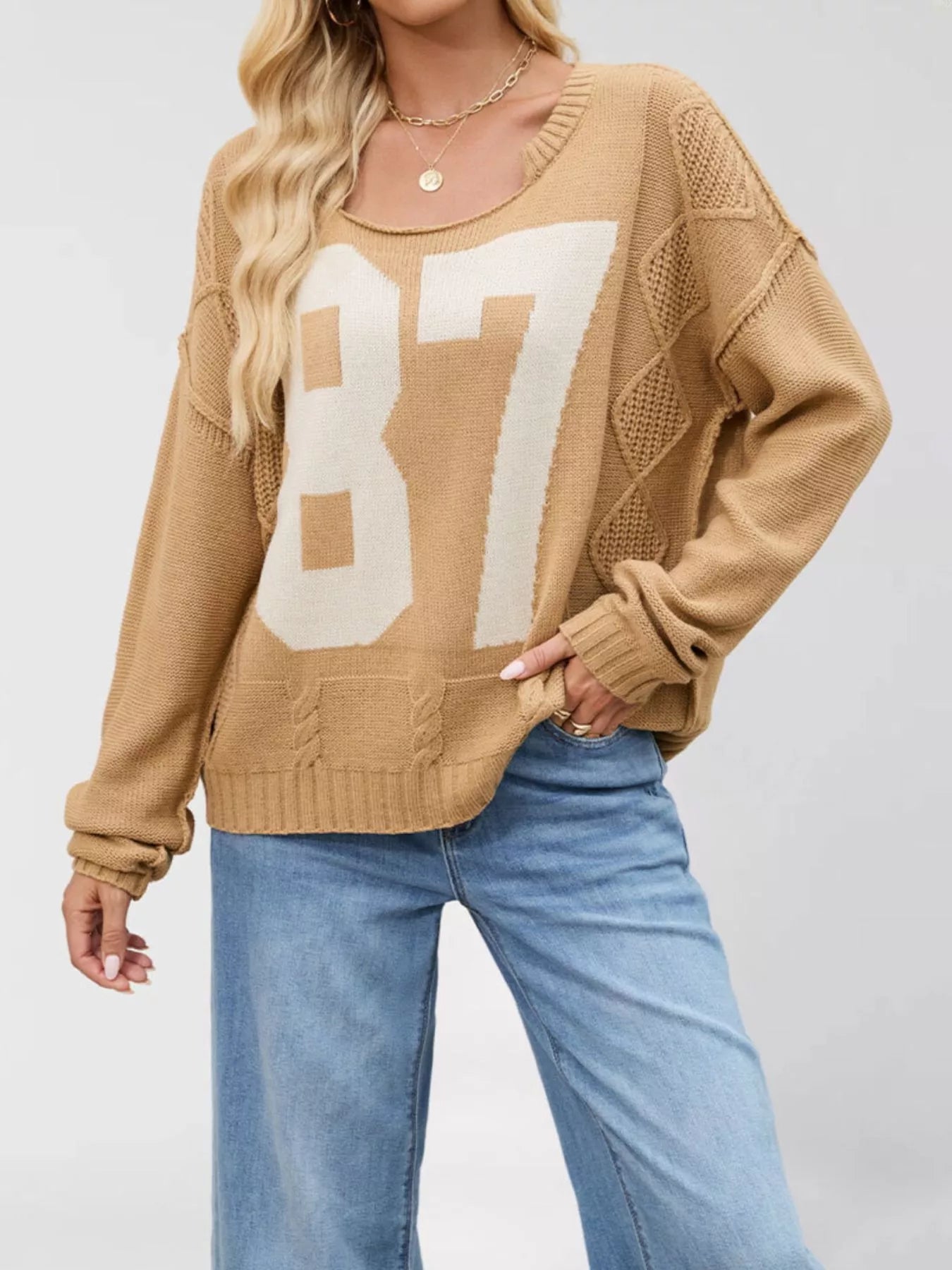 78 Number Cable-Knit Sweater