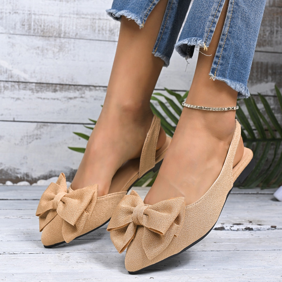 Bow Point Toe Slingback Sandals