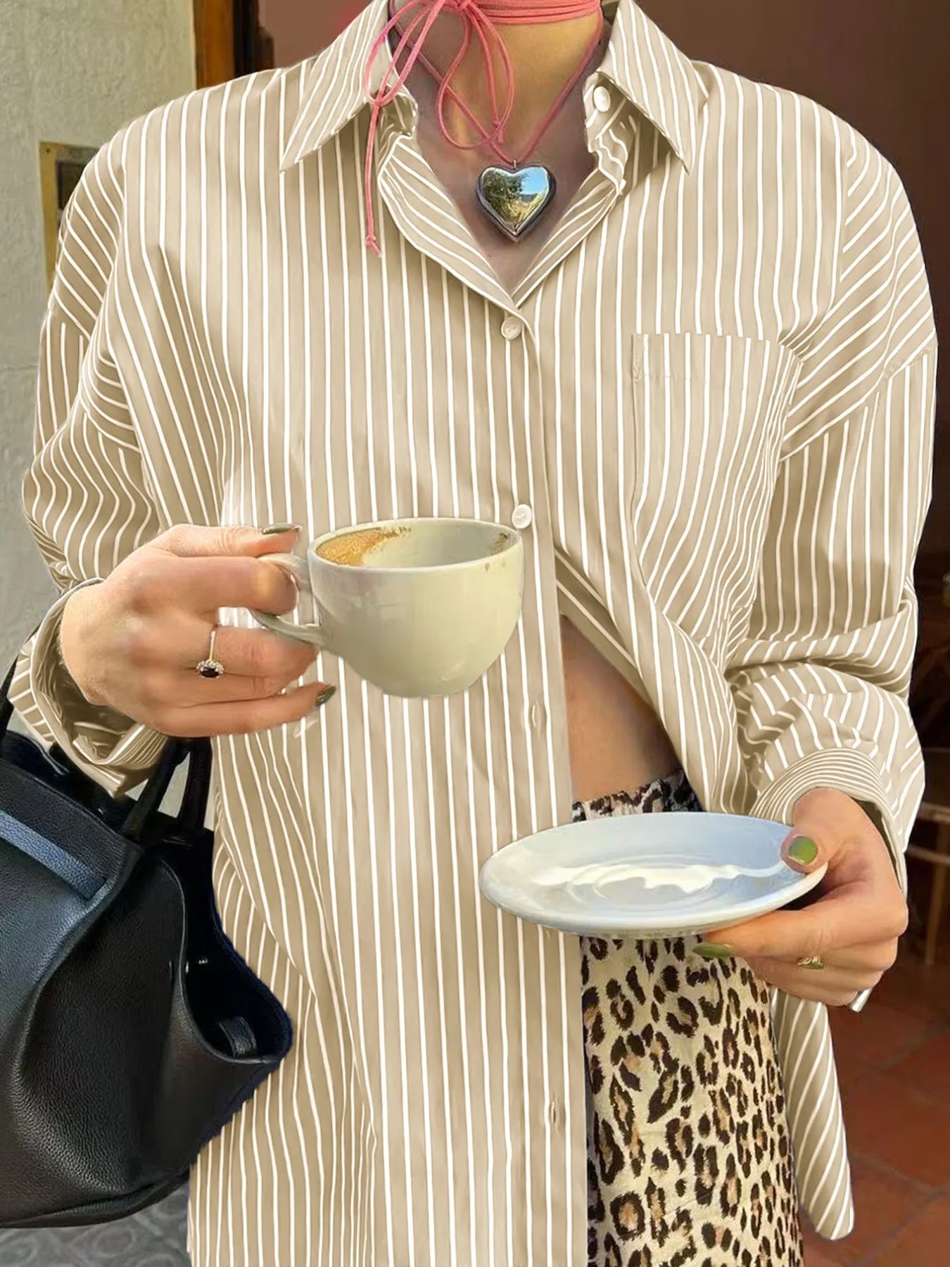 Oversized Striped Button-Down Shirt