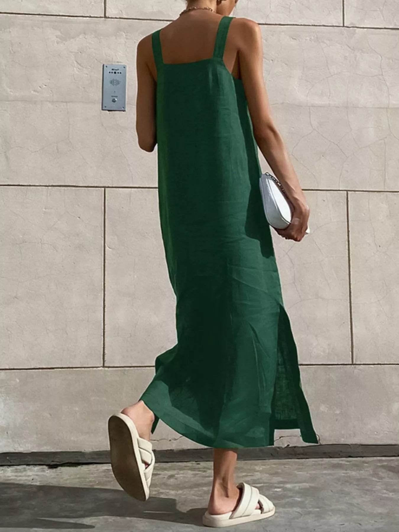 Side Slit Sleeveless Midi Dress
