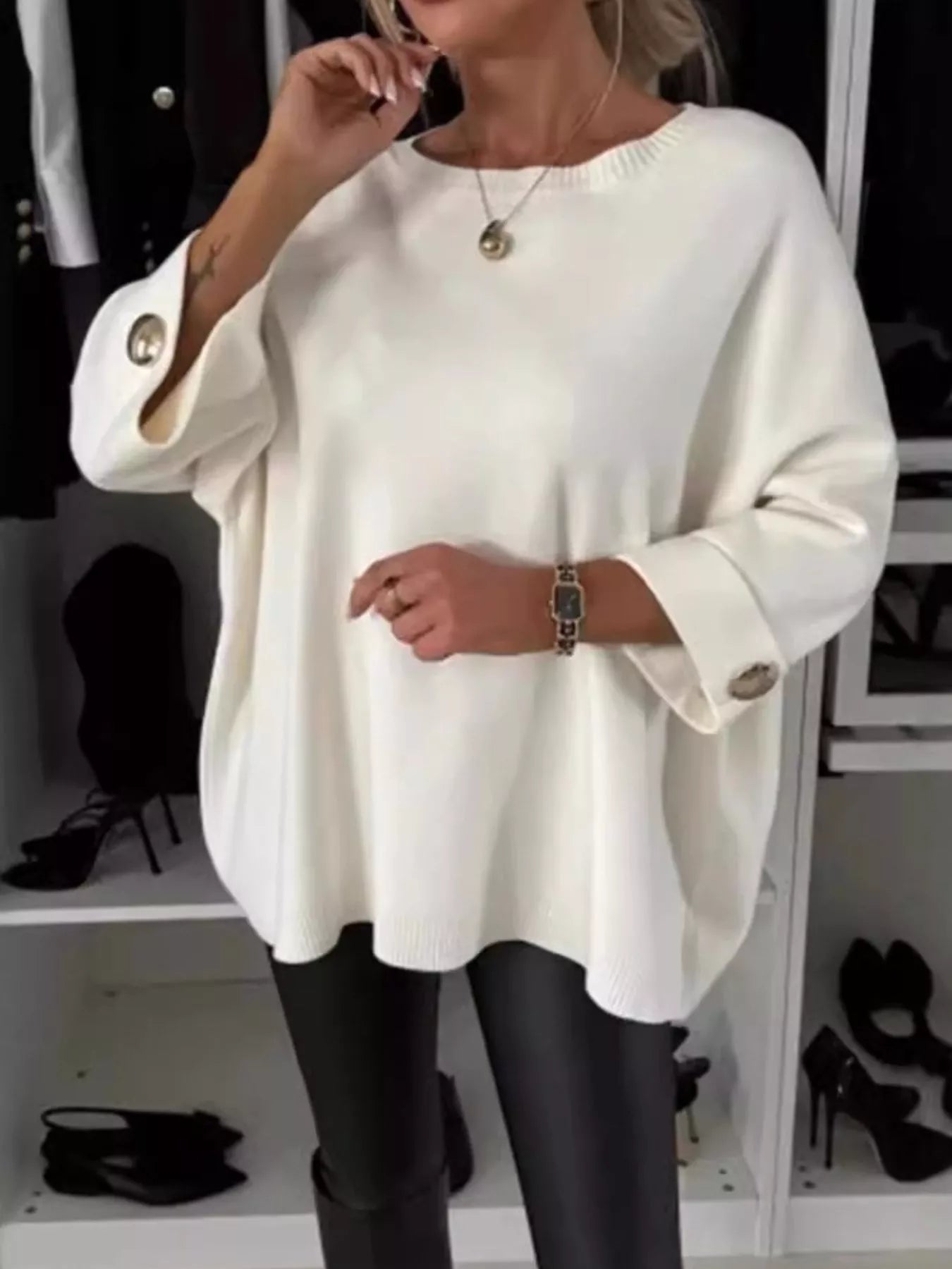 Full Size Round Neck Drop Shoulder Top with Ribbed Trim Plus Size