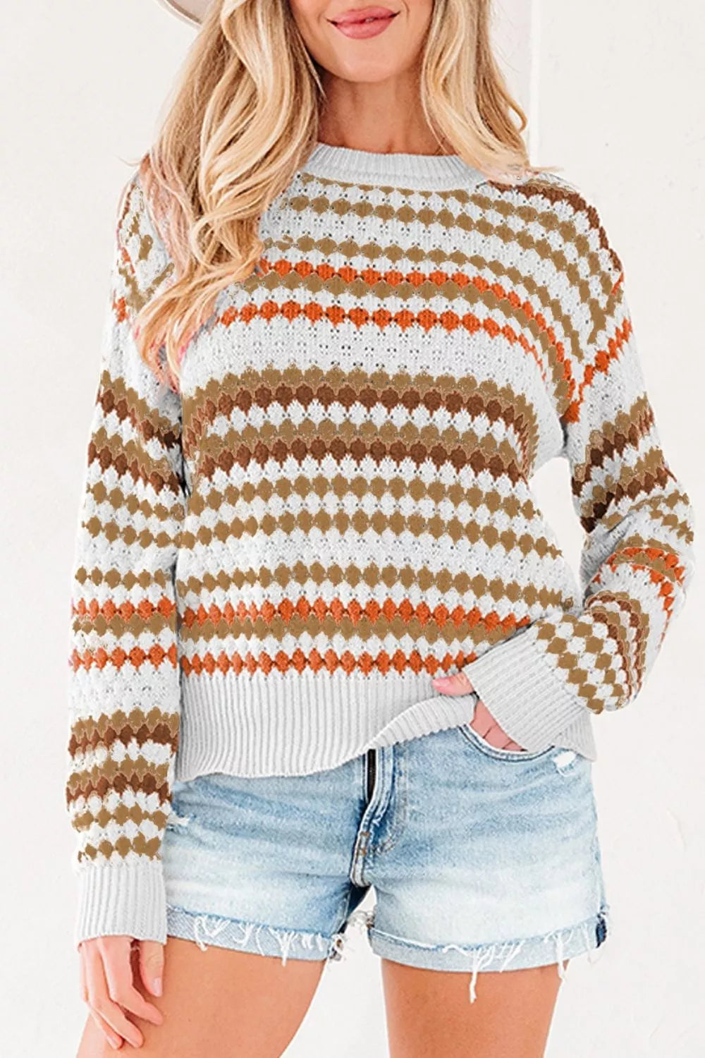 Striped Geometric Pattern Sweater