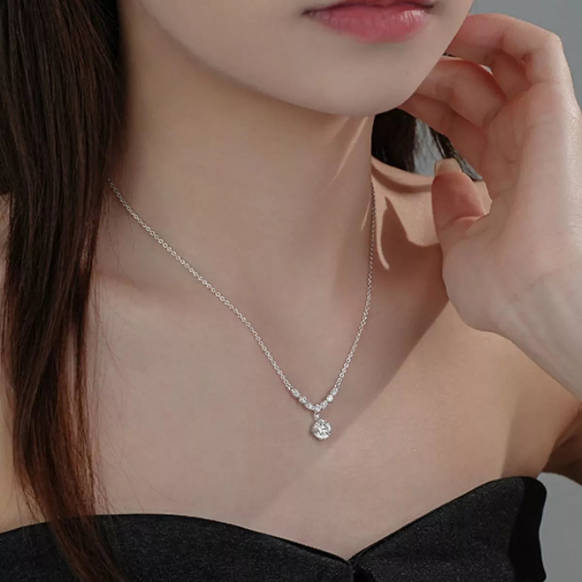 925 Sterling Silver Zircon Pendant Necklace
