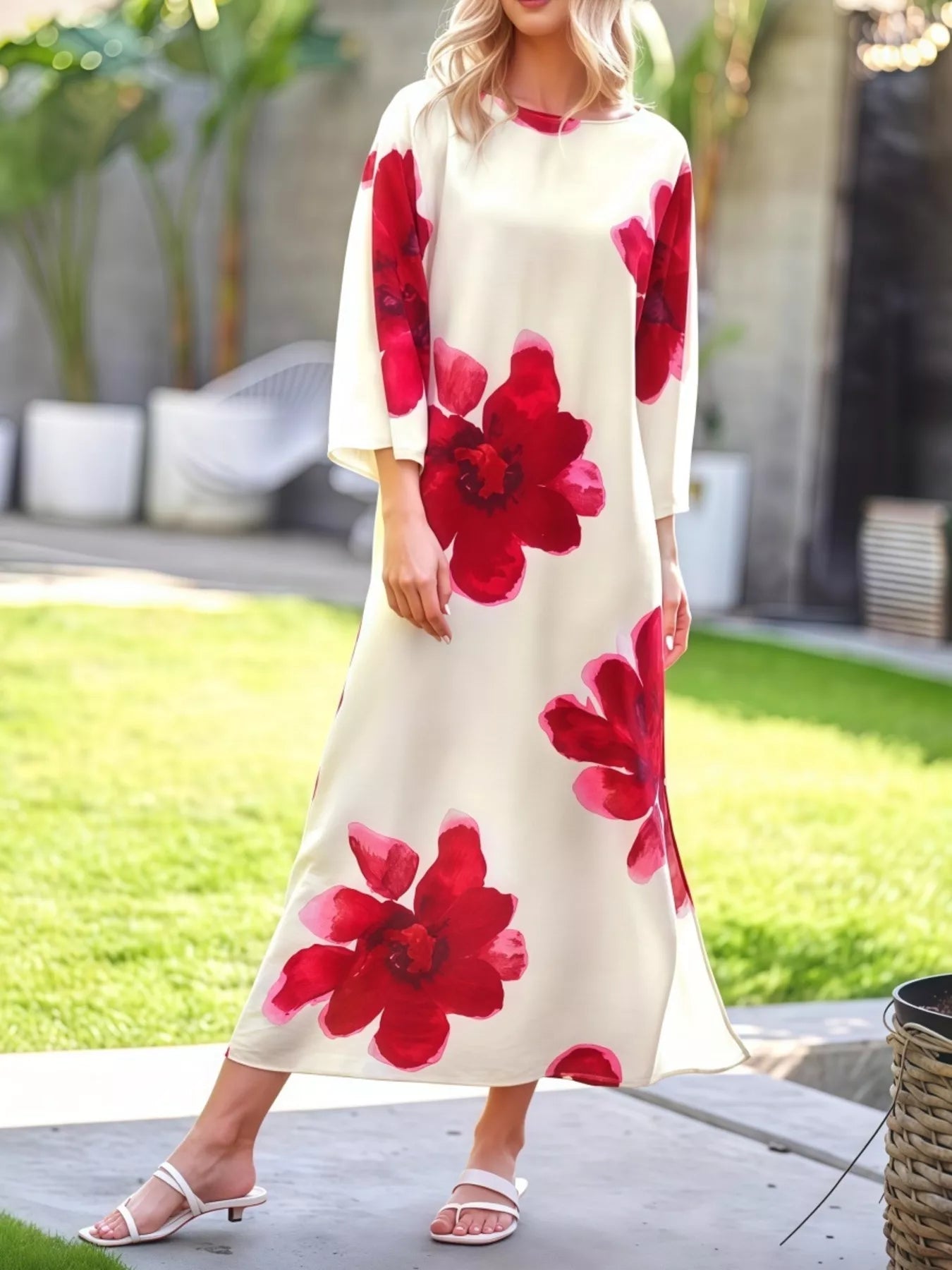 Floral Print Round Neck Dress
