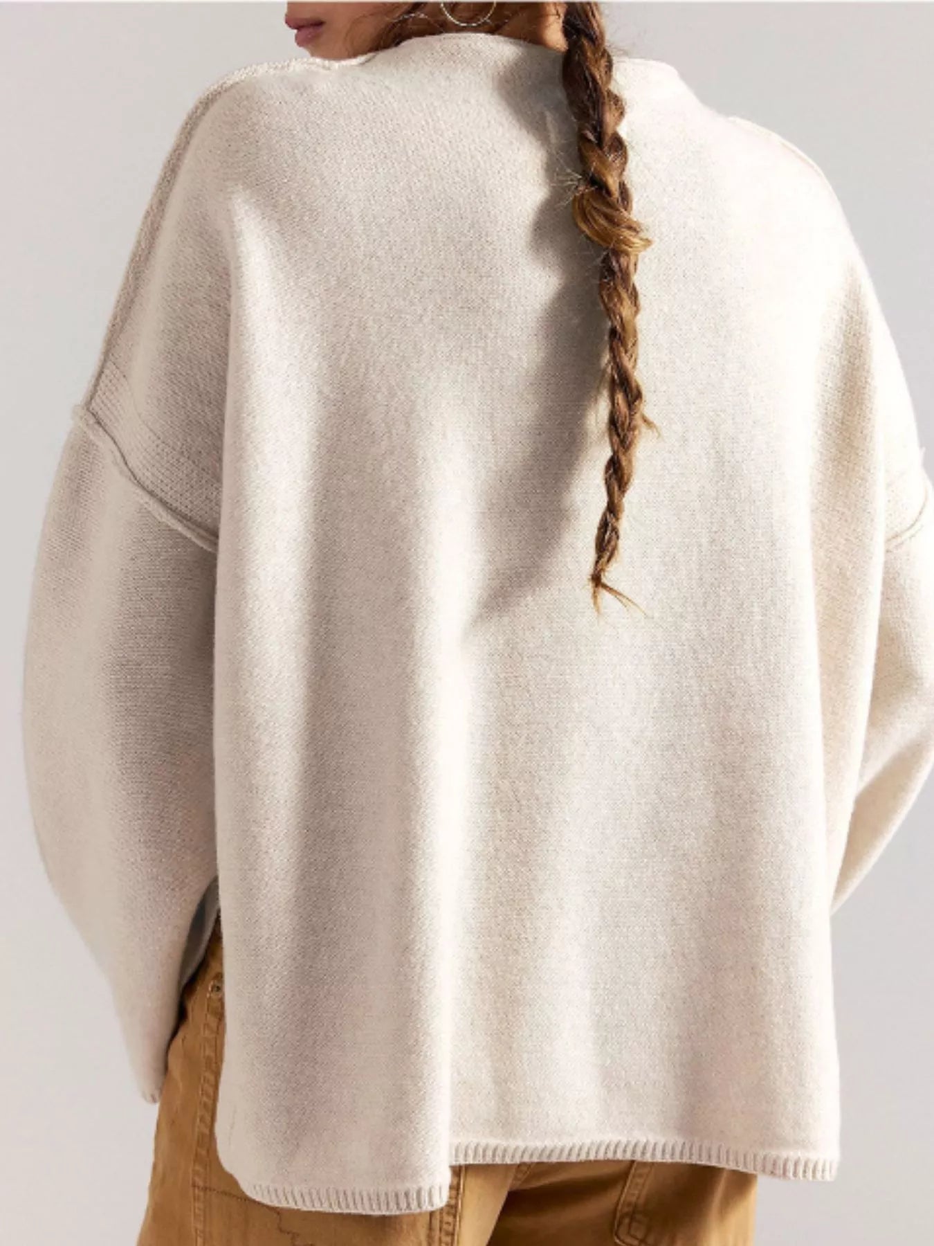 Exposed Seam Mock Neck Knit Top