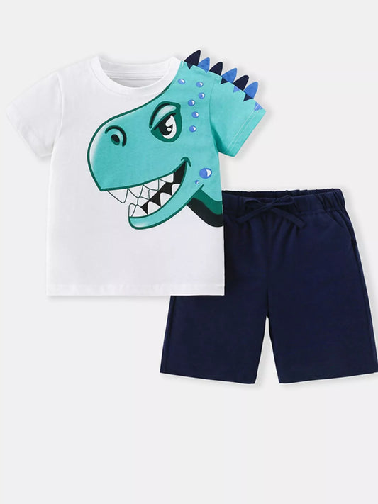 Children's Dinosaur Graphic T-shirt and Shorts Set