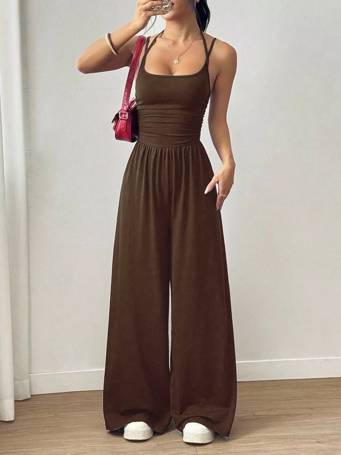 Spaghetti Strap Wide-Leg Jumpsuit