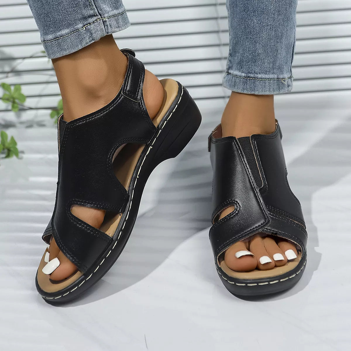 Peep Toe Wedge Sandals