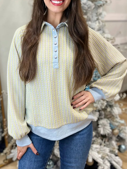 Half Snap Long Sleeve Sweatshirt