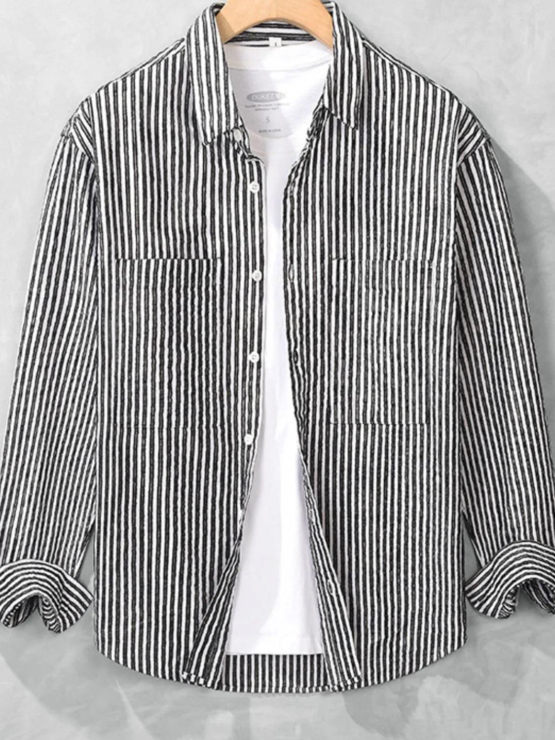 Men's Plus Size Striped Long Sleeve Shirt