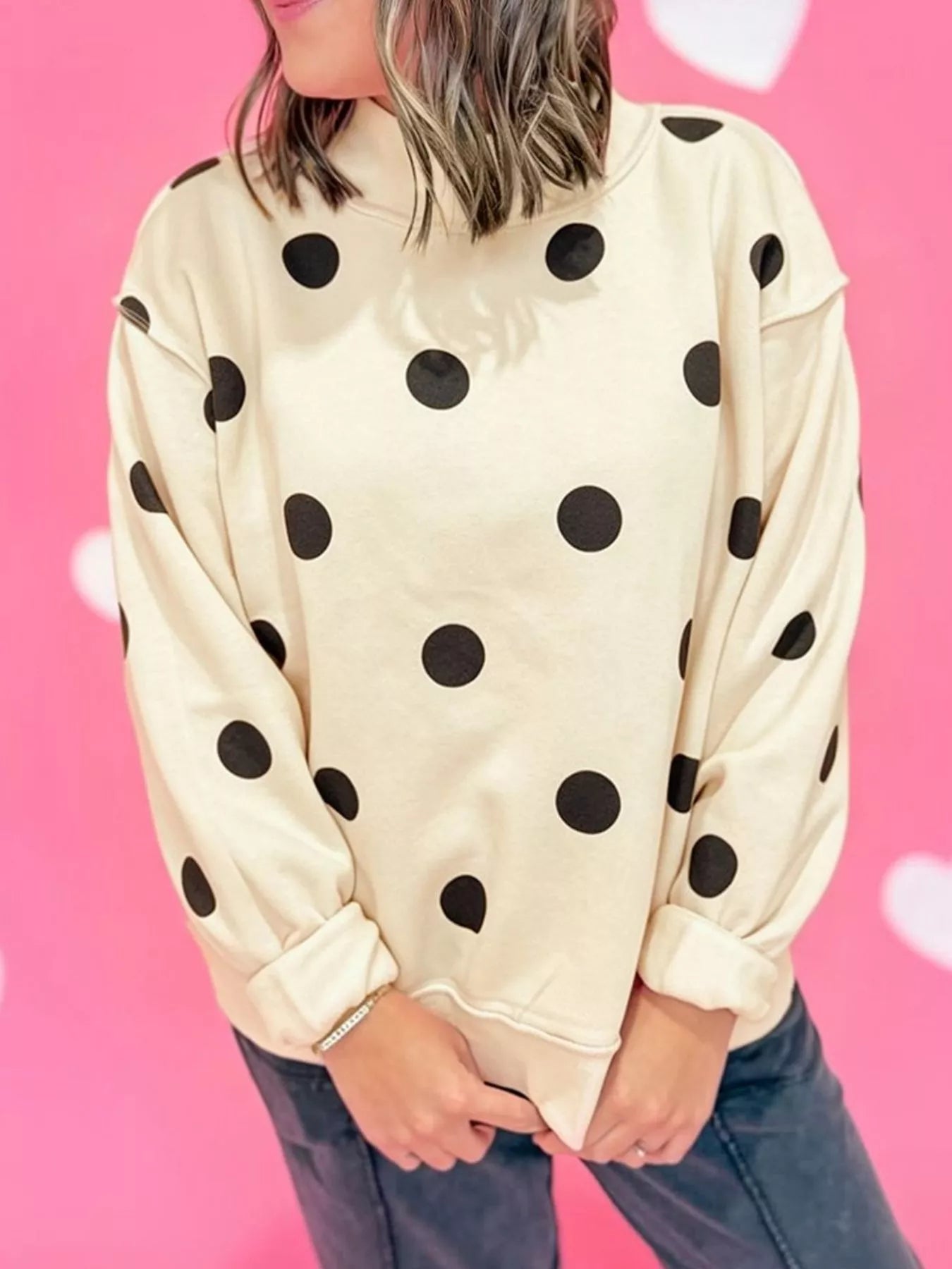Oversized Polka Dot Crewneck Sweatshirt